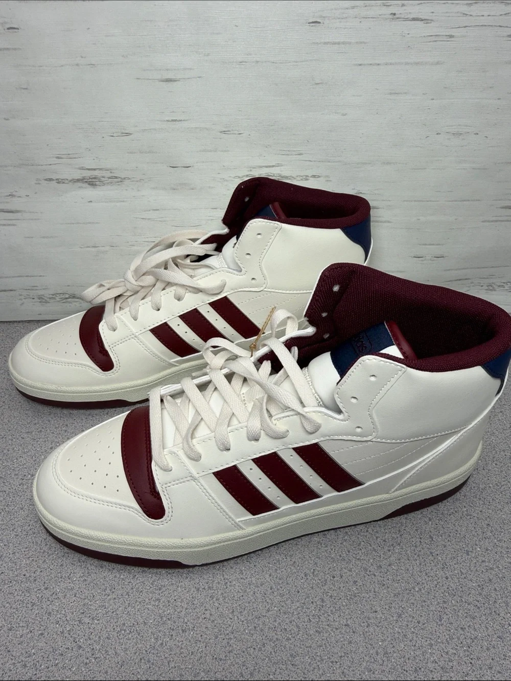 adidas High-Top Sneakers in White and Burgundy